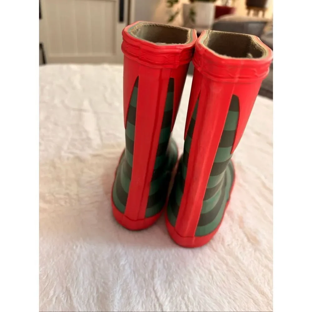 Hunter Kids Original Stripe Rain Boots Red Green Toddler 8C